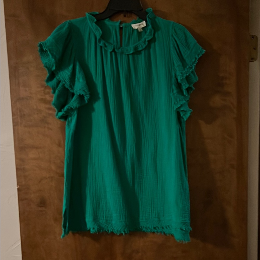 Umgee Teal Ruffled Blouse